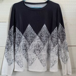 Woman's Black & White Print Jersey.  Size L.